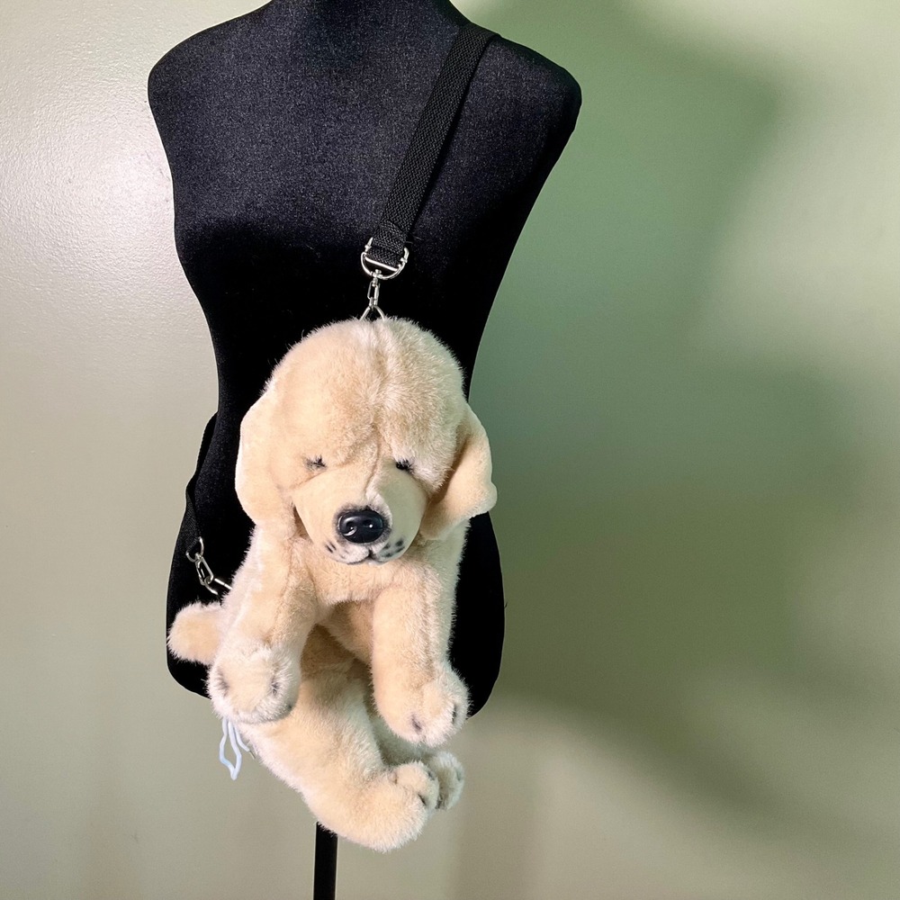 VTG Golden Retriever Puppy Plush Dog Purse Crossbody Novelty Bag Labrador Y2K